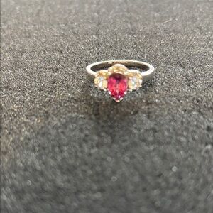 Elegant Silver and Red Gemstone Ring